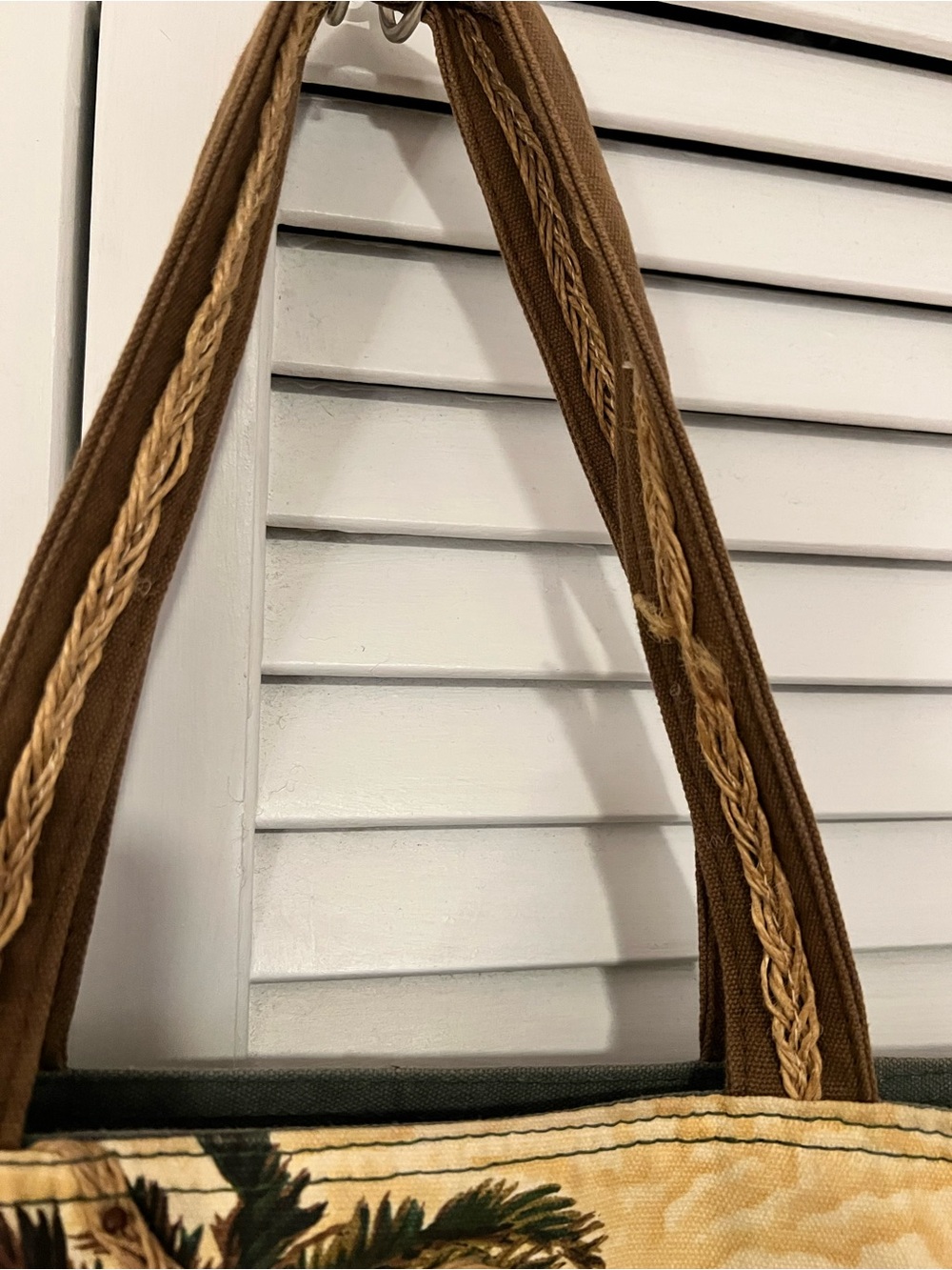 Paul Brent Beach Palm tree green canvas tote - Picture 6 of 8